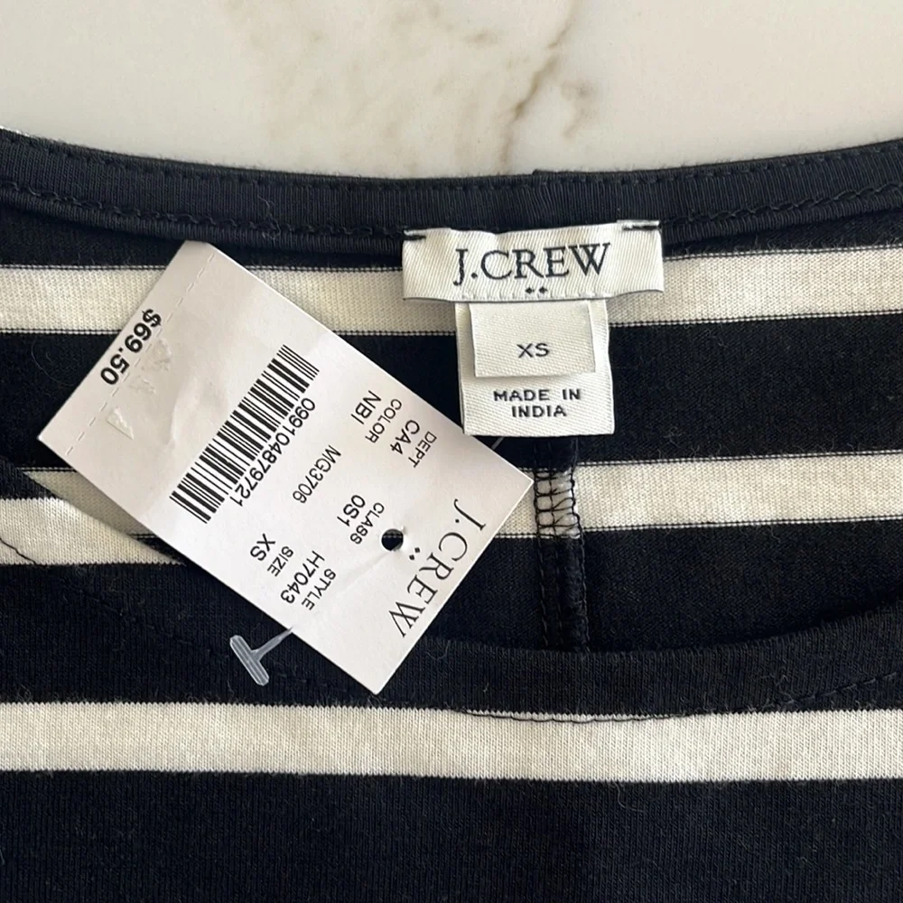 J. Crew Cotton Striped Ruffle Sleeve Shift Dress